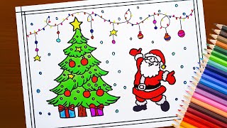 Christmas Drawings  How to Draw Christmas tree  santa claus drawing for christmas [upl. by Etteiram960]