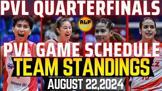 PVL DO or DIE GAME QUARTERFINALS GAME SCHEDULEPVL TEAM STANDINGS TODAY AUGUST 222024RLP SPORTS [upl. by Ocire]