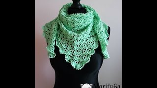 How to crochet spring triangle baktus wrap shawl by marifu6a [upl. by Kati]