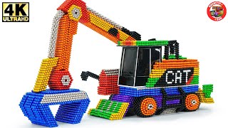 DIY  How to make a Cat Caterpillar M318F Wheeled Excavator with Magnetic Balls [upl. by Gordan434]