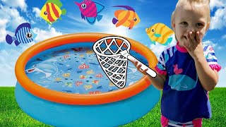 Five Little Fish Song For Babies Toddlers Children  Count to 5 [upl. by Noak]