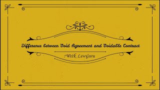 Difference between Void Agreements and Voidable Contracts  Contract Law  Easy Way  in Hindi [upl. by Patrizia]