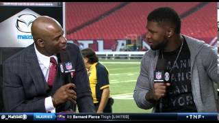 Devin Hester and Deion Sanders after Devin Hester breaks the NFL return record [upl. by Neneek]