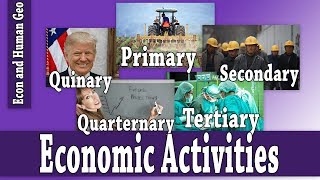 Economic Activities Primary Secondary Tertiary Quaternary Quinary AP Human Geography [upl. by Minton358]