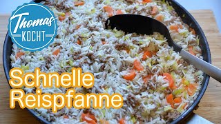 Reispfanne mit Hackfleisch  schnelles und einfaches Mittagessen  Kochen mit Nila [upl. by Lumbye]