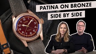 Patina on Bronze Watches a sidebyside comparison [upl. by Enelhtak562]