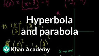 Hyperbola and parabola examples  Conic sections  Algebra II  Khan Academy [upl. by Nnalyrehc539]