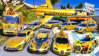 GTA V  Stealing TRILLIONAIRE GOLDEN SUPERCARS with Franklin Real Life Cars 292 [upl. by Yrogreg448]