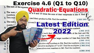 RD Sharma Class 10 Solutions Ex 46 Q1 to Q10 Ch 4 Quadratic Equations Latest Edition Book 2022 [upl. by Ojadnama]