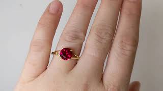 Vintage Ruby Ring Yellow Gold Split Shank Ring Red Ruby Engagement Ring Women Unique Ring [upl. by Noivert]