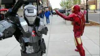 Master Le Cosplay Iron Man 2 MKVI and War Machine fight scene spoof [upl. by Kerr]