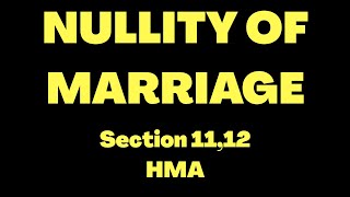 HINDU LAW LECTURE 7 NULLITY OF MARRIAGE [upl. by Chil614]