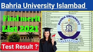 How to Find Bahria University Islambad merit list 2021  Test result 2021 [upl. by Schonthal]