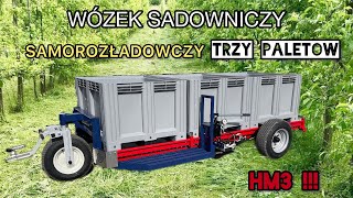 Wózek sadowniczy samowyładowczy HM3 na 3 palety ⭐️ JAGODA JPS ✨ Selfunloading Orchard Bin Trailer [upl. by Eupheemia]