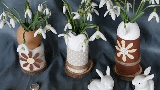 Frühlingsdeko basteln – Schneeglöckchen in Vase aus Eierschalen [upl. by Xerxes]