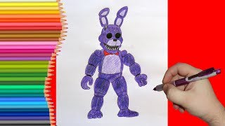 How to draw Sinister Bonnie FNaF Как нарисовать Синистер Бонни ФНаФ [upl. by Eilloh]