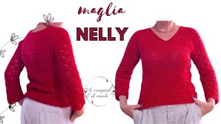 TUTORIAL maglia top down quotNellyquot scollatura V [upl. by Dias]