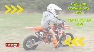 7 YEAR OLD FIRST TIME RIDING A DIRT BIKE  KTM 65 or KTM SX50 [upl. by Suiramed]