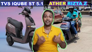 TVS IQUBE ST 51KWH Vs ATHER RIZTA Z 37KWH Electric scooter  Which is best in segment  In Tamil [upl. by Aisatsanna]