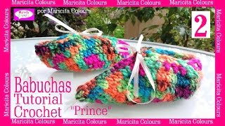 Babuchas Bebé Pantuflas quotPrincequot a Crochet Parte 2 Tutorial por Maricita Colours [upl. by Adniles416]