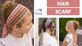 How to Crochet a Head Scarf Hair Scarf Head Wrap for a Child or Adult [upl. by Hach]