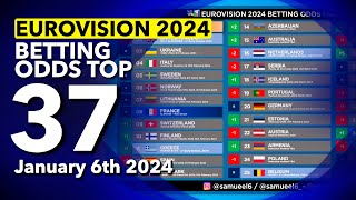 🏆📊 Who will be the WINNER of EUROVISION 2024  Betting Odds TOP 37 January 6th [upl. by Esiom]