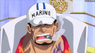 one piece 736 riunione tra i 5 astri di sagezza e akainu SUB ITA [upl. by Oiluarb]