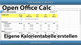 Eigene Kalorientabelle erstellen  Download OpenOffice Calc [upl. by Mcgee848]