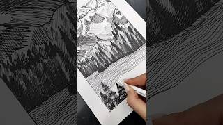 ✒️grafika art sketch shorts drawing artist fog sea ocean waters творчество лес пейзаж [upl. by Conal290]