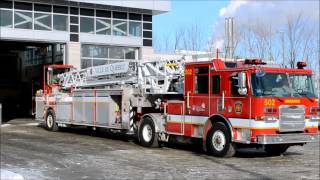 QUEBEC PIERCE FIRE TRUCK 502  SEMI LADDER [upl. by Nagem960]