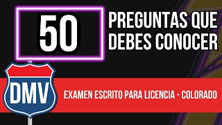 Examen Escrito Para Licencia De Conducir En Colorado 50 Preguntas que Debes Conocer [upl. by Refanej]