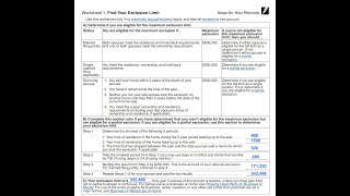 How to Calculate Your Capital Gain Exclusion When Selling Your Home IRS Pub 523 Worksheet 1 [upl. by Aniahs627]