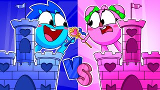 Pink or Blue Duel  Learn Colors for KidsMore Funny Cartoons by 4 Friends [upl. by Marva28]