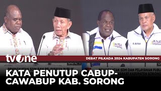 Pernyataan Penutup dari Dua Paslon CabupCawabup Kab Sorong  Debat Pilkada tvOne [upl. by Hutchins]