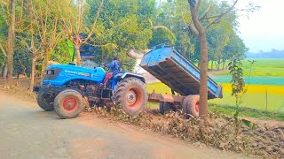 Unseen CAT or JCB 3dx Excavator Loading Sand And Unloading Eicher 5660 Sonalika DI 750 Tractor Ep8 [upl. by Ahsaelat]