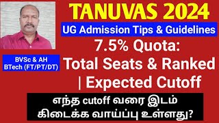 TANUVAS 2024  BVSc 75 Quota Total Seats amp Ranked  Expected Cutoff ktvschool tanuvas [upl. by Joerg295]