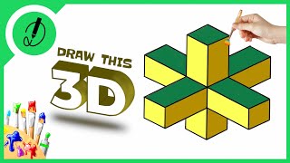 how to draw 3D for beginner with dimension  Draw this [upl. by Nebur]