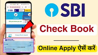 SBI Check Book Online Apply  State Bank Of India Check Book Request Online 2024 [upl. by Auhel]