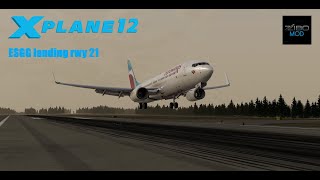 X Plane 12 Zibo 738 landing at Göteborg Landvetter ESGG rwy 21 freeware scenery [upl. by Ahsiuqram]