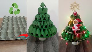 como hacer arbol de navidad con cartones de huevo reciclados  manualidades de reciclaje [upl. by Eeldarb1]