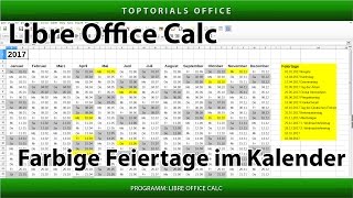 Feiertage im Kalender farbig markieren LibreOffice Calc [upl. by Combes]