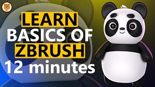 LEARN ZBRUSH IN 12 MINUTES FOR BEGINNERS PANDA SCULPT BY Brown bear animation [upl. by Atinaej]