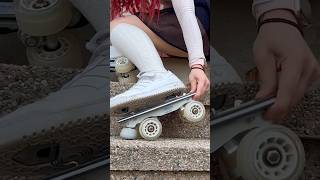 attaching the wheels to my detachable roller skate shoes  high quality bottom view [upl. by Stalder267]