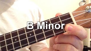 How to play B Minor chord on the ukulele [upl. by Drolyag804]