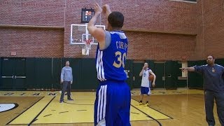 Shooting Contest Curry vs Coach Jackson [upl. by Ahsauqram]