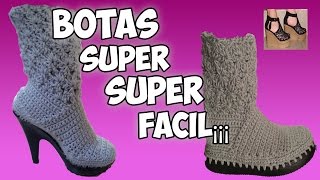 BOTAS TEJIDAS EN CROCHET SUPER SUPER FACIL [upl. by Elleryt]