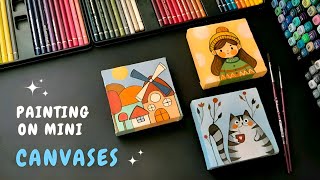 Painting on mini canvases  how to drawing [upl. by Blakeley]