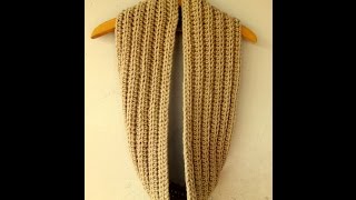 how to crochet ribbed infinity scarf [upl. by Nilerual]