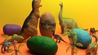 Dinosaurs surprise eggs toys Play Doh [upl. by Hayton828]