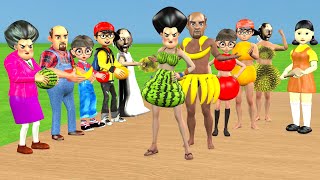 Scary Teacher 3D vs Squid Game Style Fruit Dress Room Up 5 Times Challenge [upl. by Artined823]